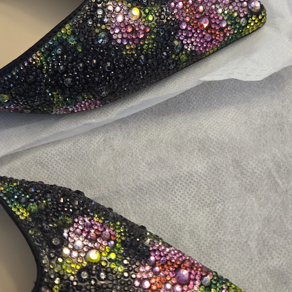 Betsey Johnson Black and Pink Beaded Flats - Picture 4 of 5